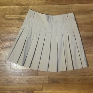 J. Crew Khaki Pinstripe Pleated Mini Skirt